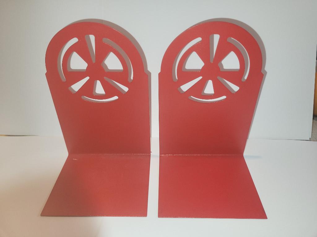 paar vintage boekensteunen met metalen design, Ophalen of Verzenden