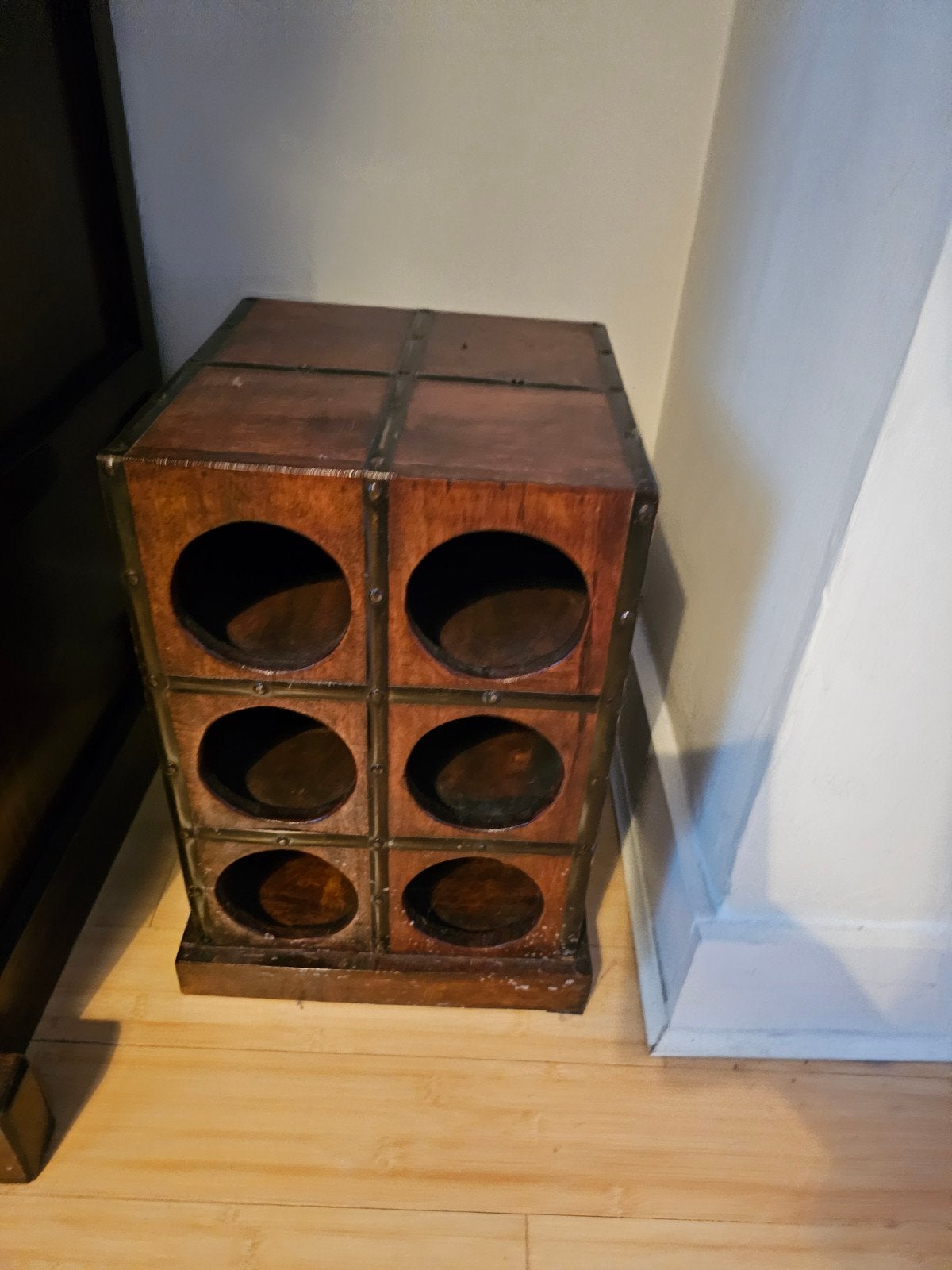 porte-bouteilles en bois et métal, Maison & Meubles, Enlèvement, Comme neuf, Bois
