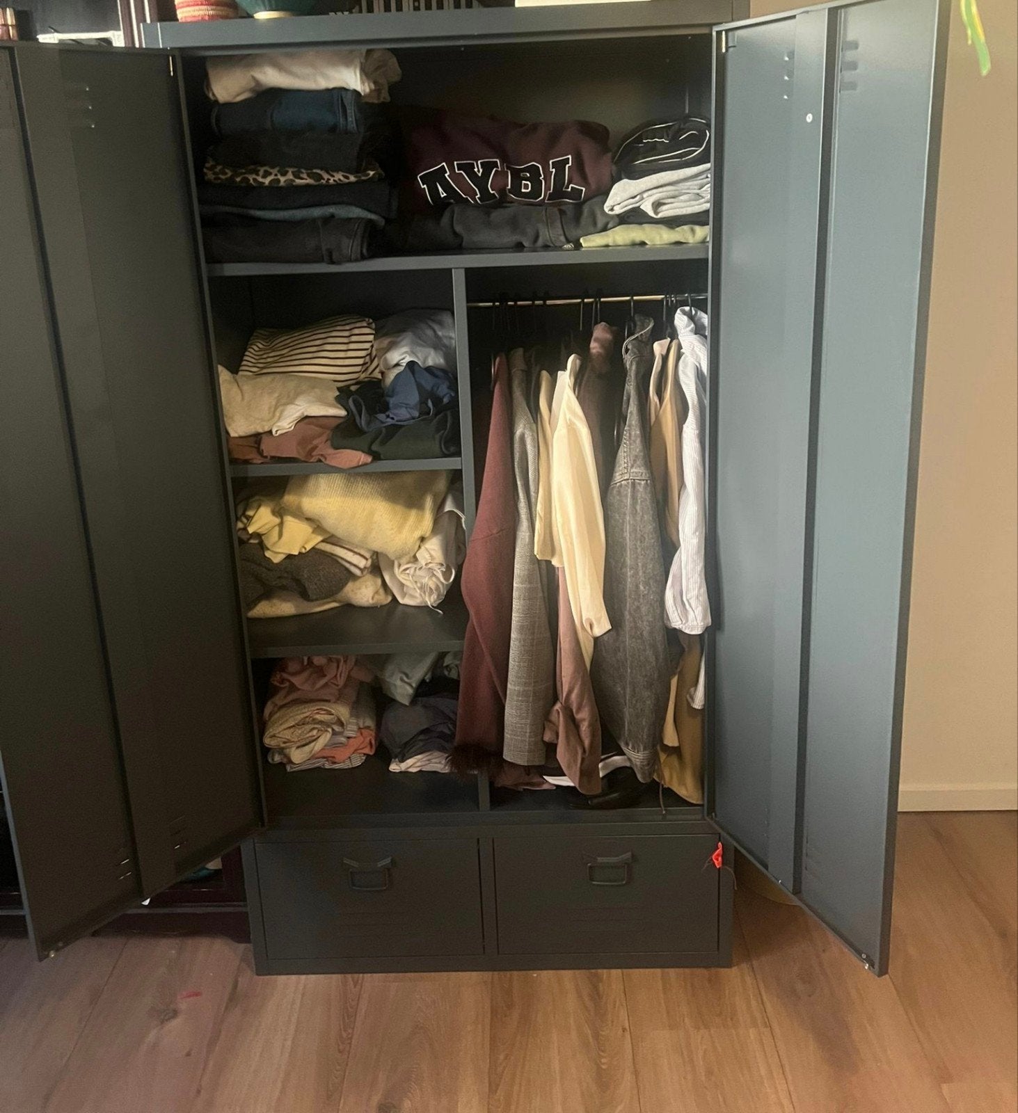 Metalen kledingkast met 2 lades – stevig, modern, Maison & Meubles, Armoires | Penderies & Garde-robes, Enlèvement