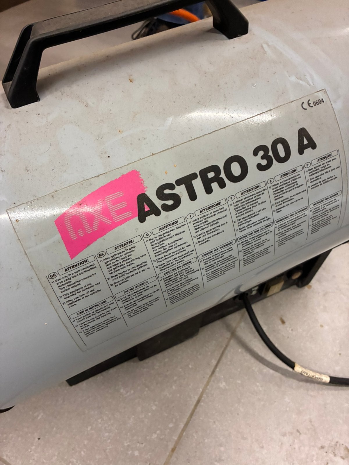 gas-heteluchtkanon 30 kW +gasslang, drukregelaar+thermostaat, Ophalen, Gebruikt
