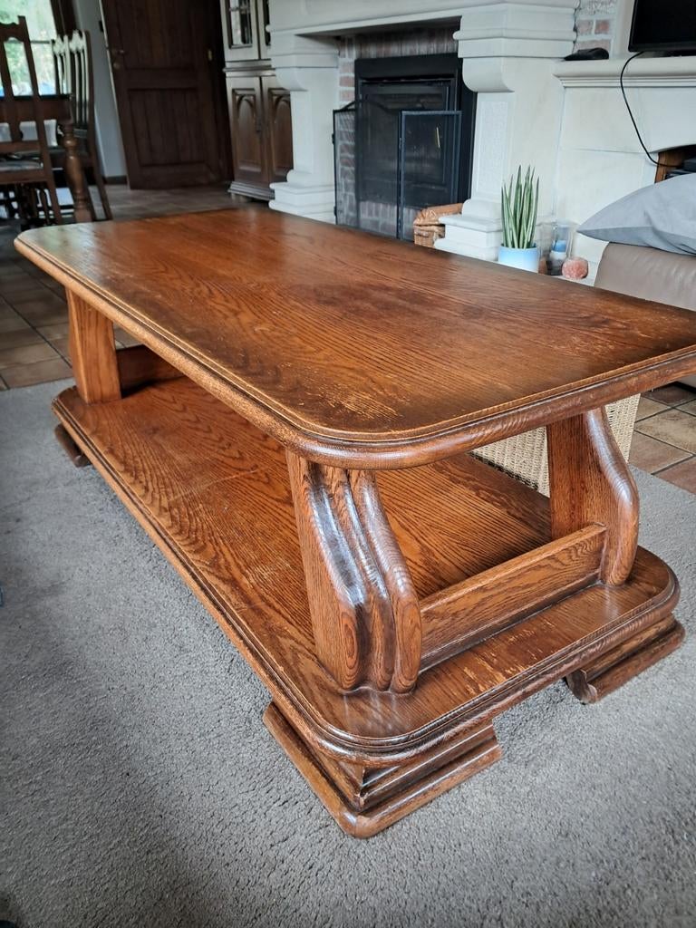 Eiken salontafel, Ophalen, Gebruikt, 100 tot 150 cm, Klassiek