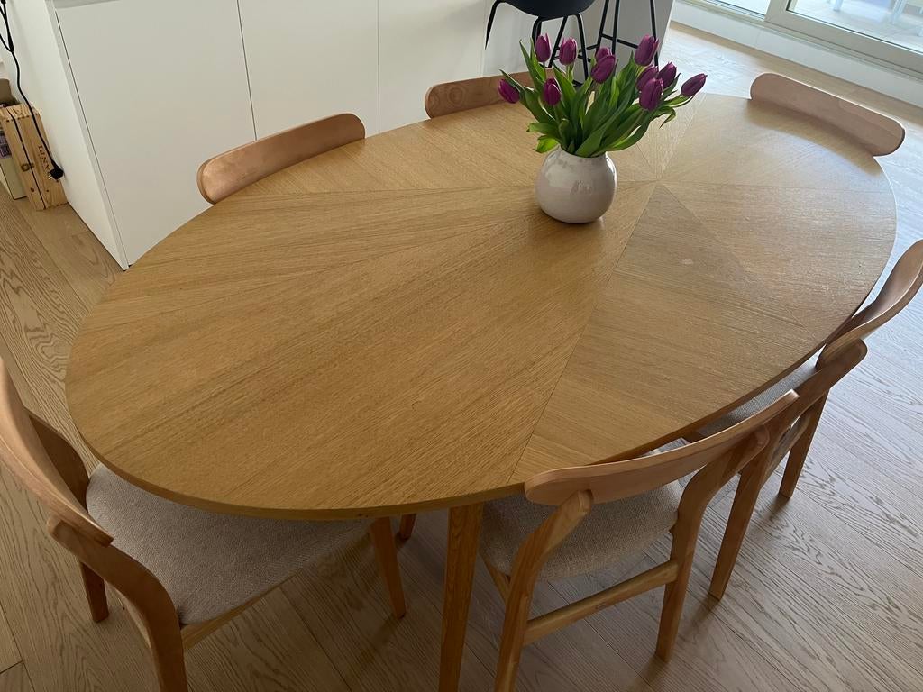 Ovale eettafel voor 6/8 personen, Huis en Inrichting, Tafels | Eettafels, Ophalen, Zo goed als nieuw