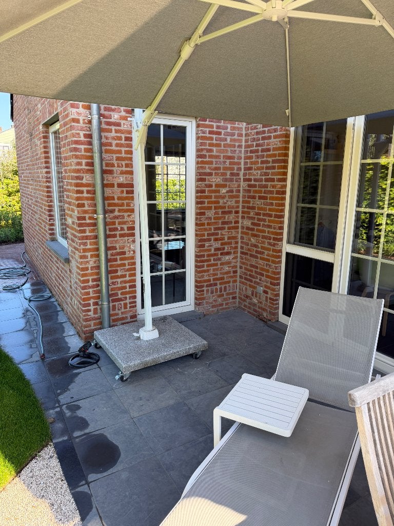 Parasolvoet wit graniet 120 kilo, Tuin en Terras, Ophalen, Gebruikt, Minder dan 1 meter, Parasolvoet