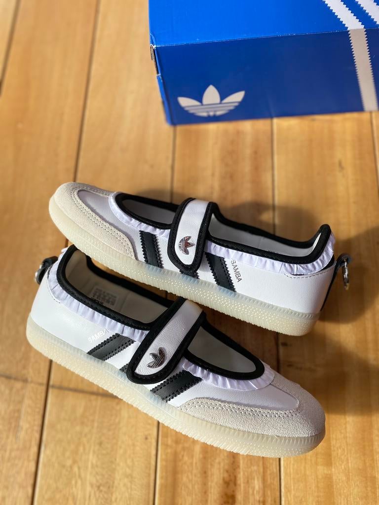 Adidas Samba Jane Frill Pack White Black Taille 37 1/3, Neuf, Enlèvement ou Envoi, Blanc, Ballerines