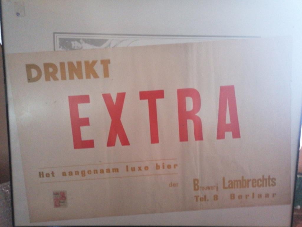 Zeer oude reclame brouwerij Lambrechts berlaar tel nr 8, Verzamelen, Ophalen of Verzenden