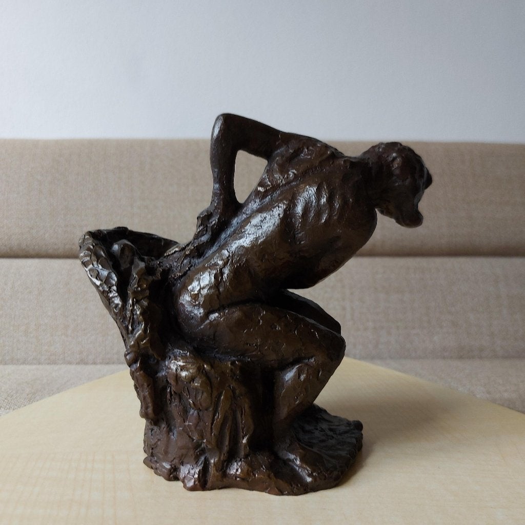 Bronzen Beeld Edgar Degas Femme assise Zittende Vrouw, Gemerkt, Minder dan 20 cm, Art deco, Ophalen of Verzenden