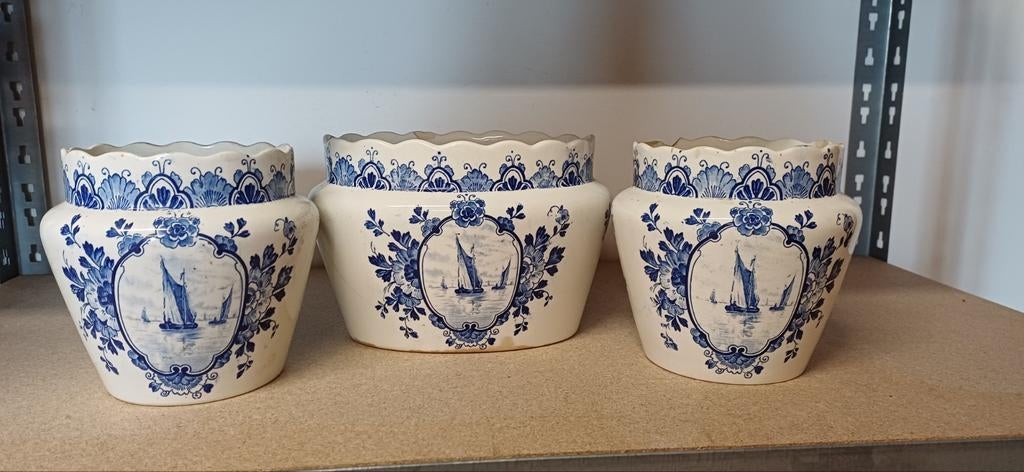 Delfts blauwe bloempotten, Antiek en Kunst, Ophalen