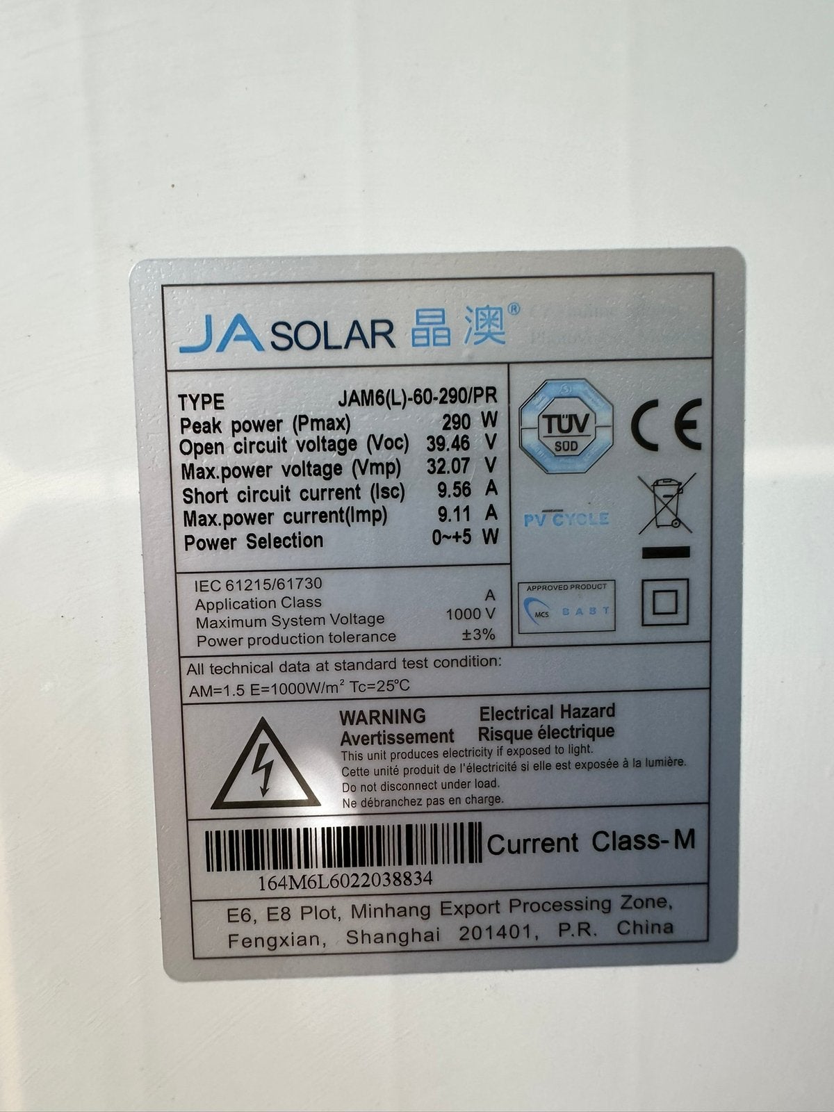 24 zonnepanelen van het merk JA Solar., Doe-het-zelf en Bouw, Zonnepanelen en Toebehoren, Ophalen, Zo goed als nieuw, Paneel