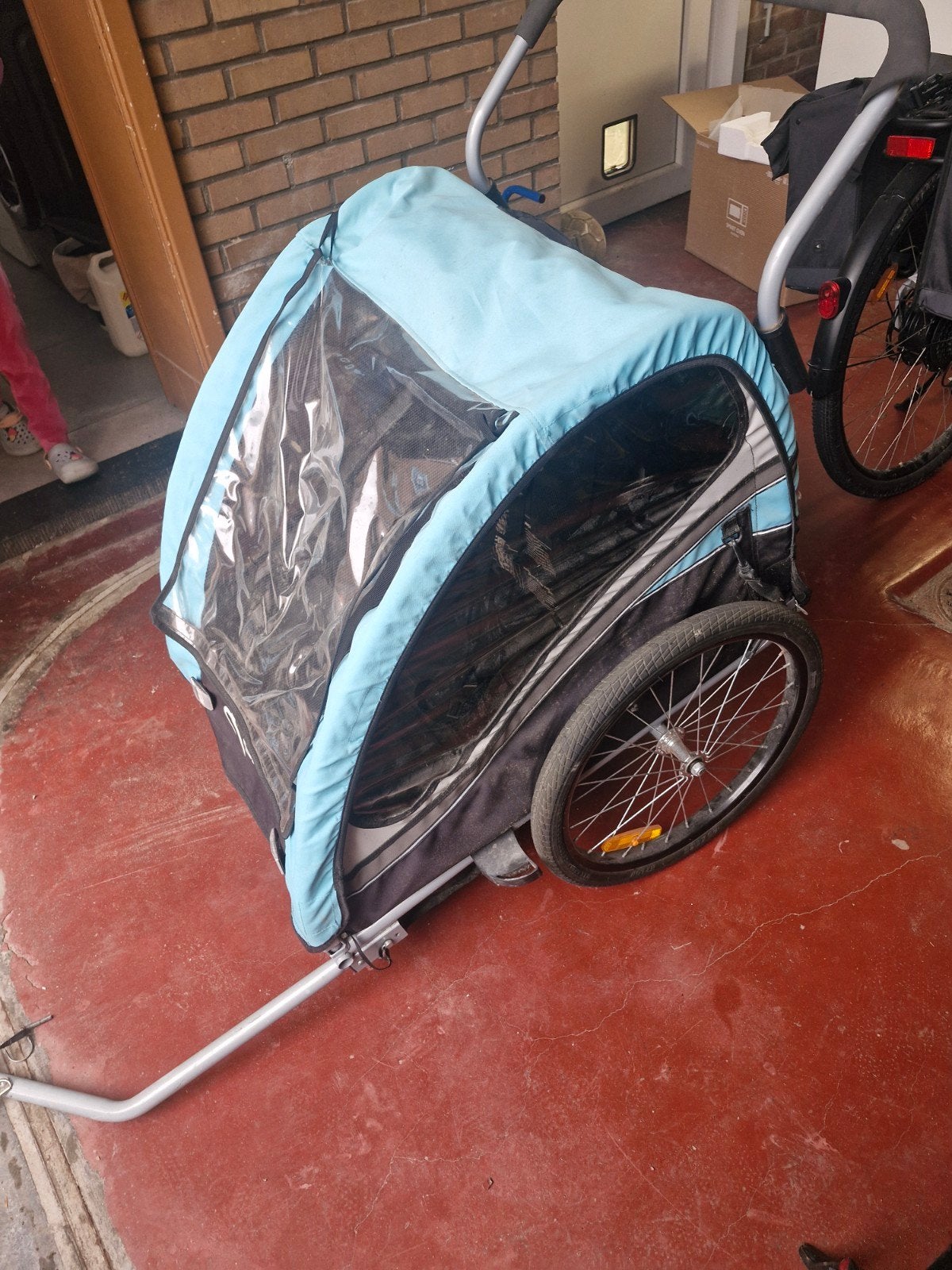 SAMAX Kinderfietskar voor 2 kinderen (Fietsaanhanger), Ophalen