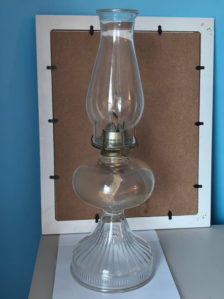 Antieke Art Deco glazen olielamp, vintage/verzamelaar, Antiek en Kunst, Verzenden