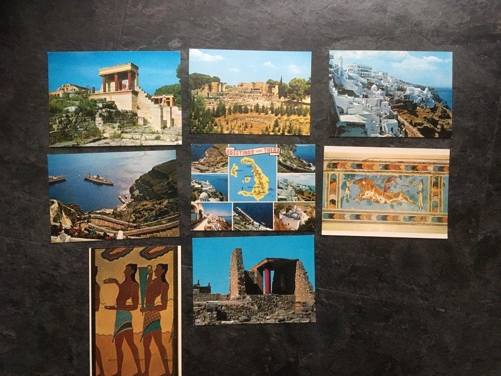 8 cartes postales Grèce - Knossos - Santorin - Crète, Collections, Cartes postales | Étranger, Enlèvement ou Envoi
