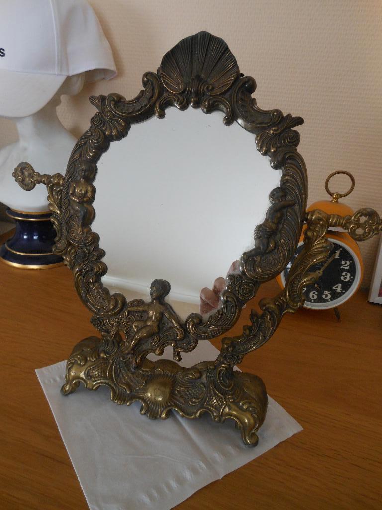 spiegel, Antiek en Kunst, Ophalen, Ovaal, Minder dan 50 cm, Minder dan 100 cm