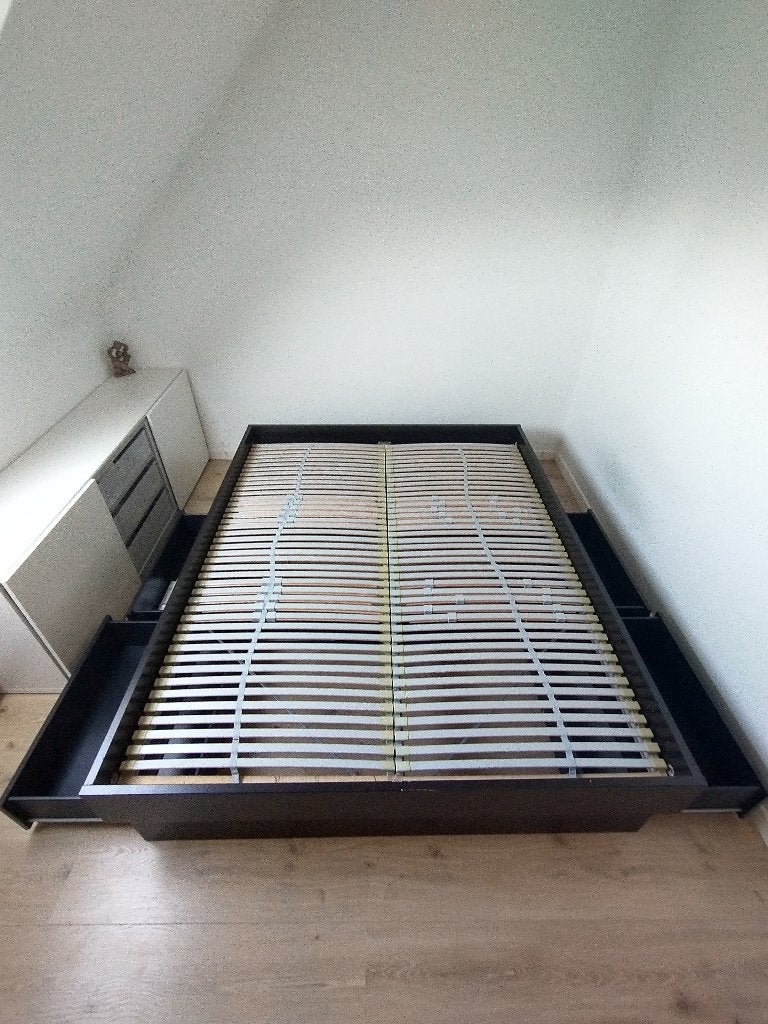 IKEA Oppdal 160x200 (zwart) incl lattenbodem, Oppdal, Enlèvement, Utilisé, 200 cm