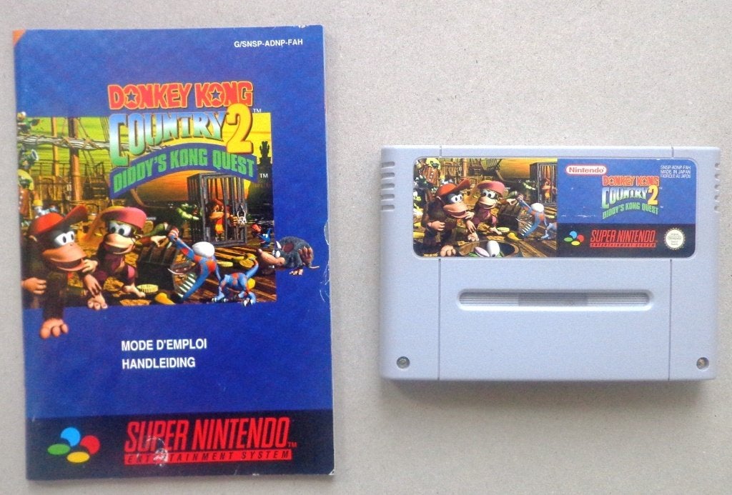 Donkey Kong Country 2 Diddys Kong Quest SNES + handleiding, Ophalen of Verzenden, Gebruikt