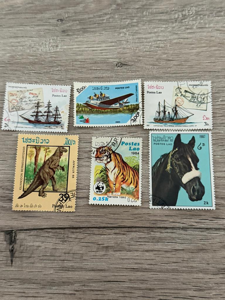 Postzegelpartijen in Laos, Ophalen of Verzenden, Gestempeld
