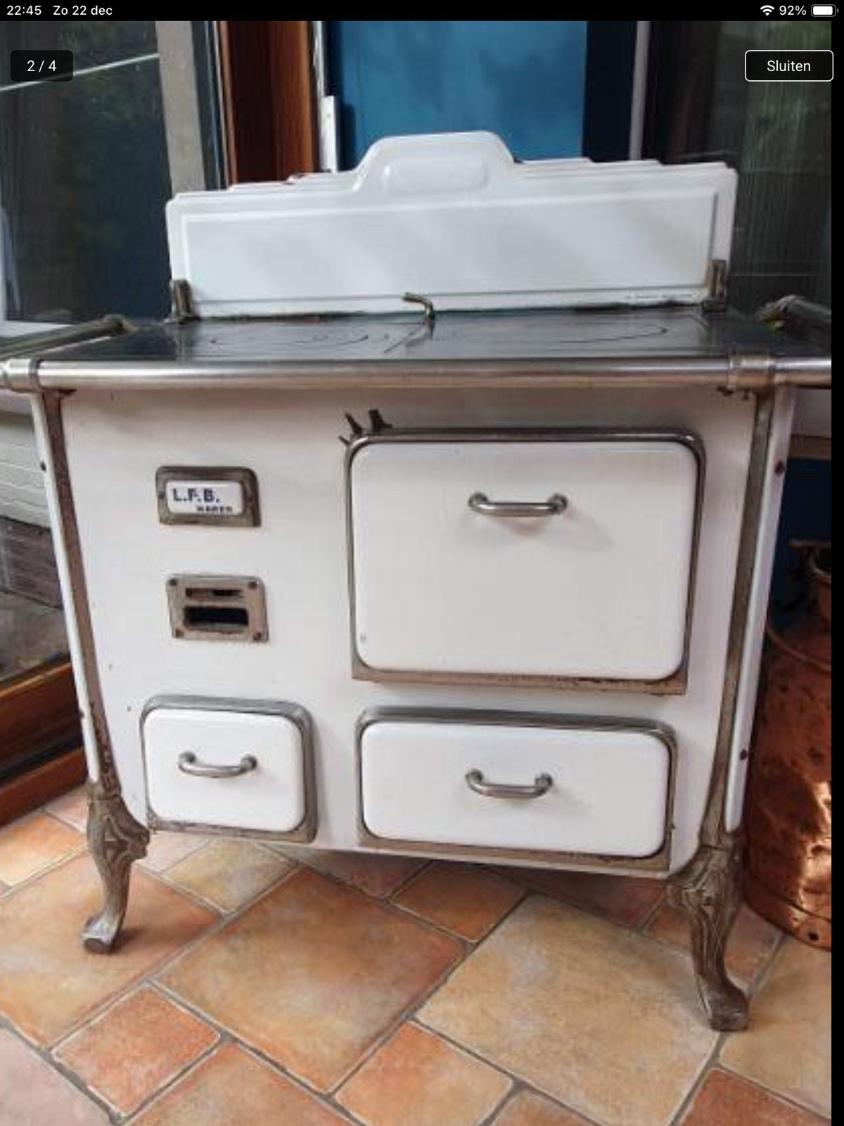 Zeer mooi antiek gietijzer kacheltje / oven een  eyecatcher, Ophalen, Metaal, Wit, Overige typen
