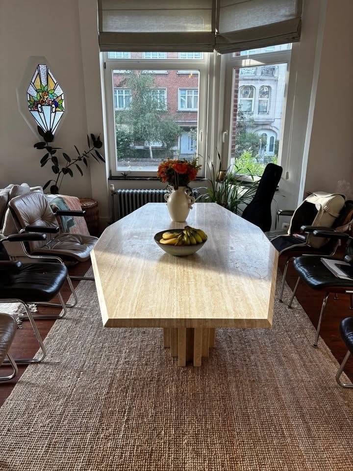 100x200 cm Table à manger en travertin, Maison & Meubles, Vintage, Comme neuf, Enlèvement, 50 à 100 cm
