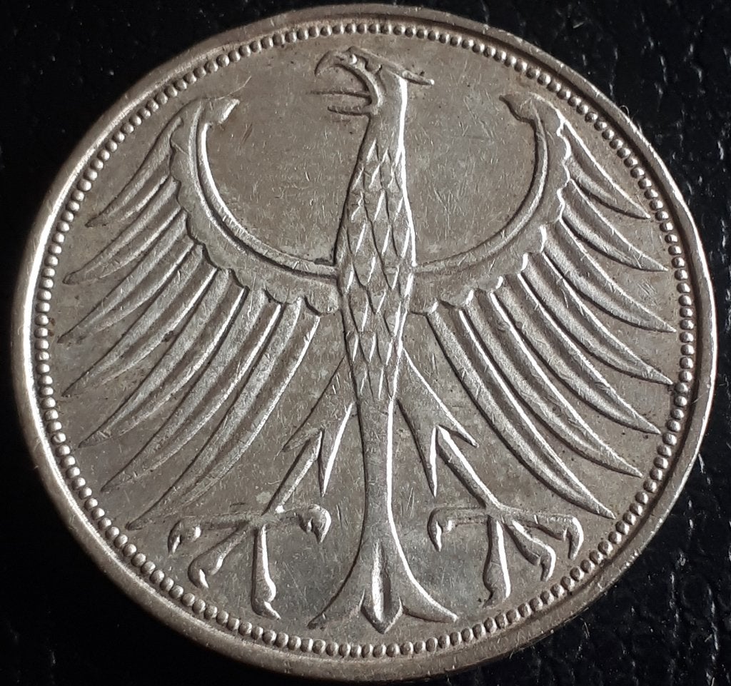 DUITSLAND / 5 MARK 1951 G KM 12 XF+ ZILVER, Ophalen of Verzenden, Duitsland, Losse munt, Zilver