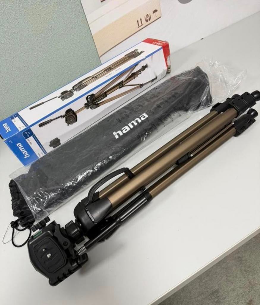 Hama Statief Star 63 166-3D Camera Tripod 66-166cm champagne, Zo goed als nieuw, 150 tot 175 cm, Met balhoofd, Ophalen of Verzenden