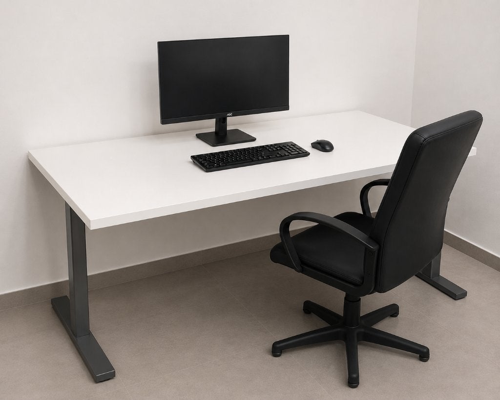 Mooie witte bureautafel, Ophalen, Demontabel, Gebruikt, Hout