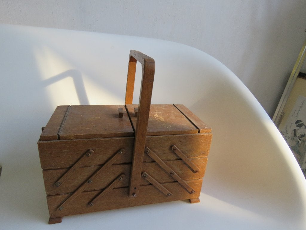 Vintage houten naaidoos jaren 60, Ophalen of Verzenden