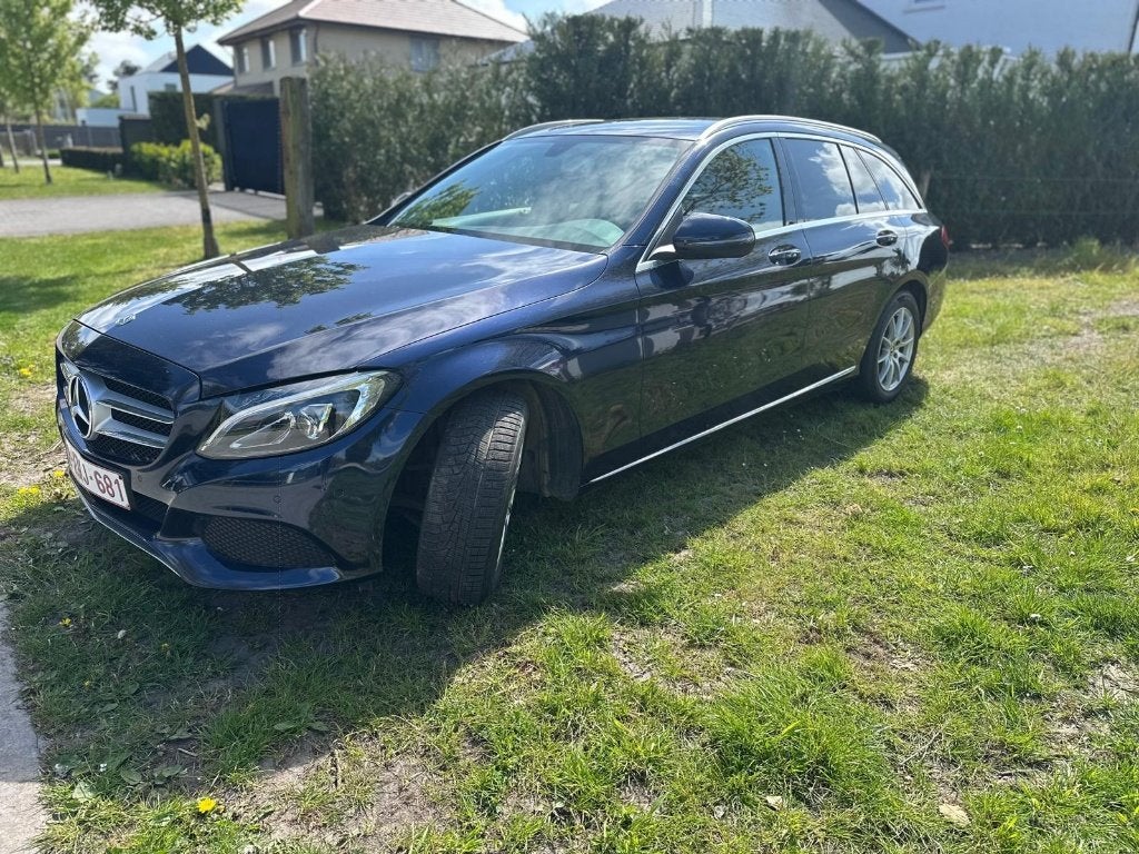 Mercedes- Benz C-Klasse, Achterwielaandrijving, 4 cilinders, Blauw, Leder en Stof