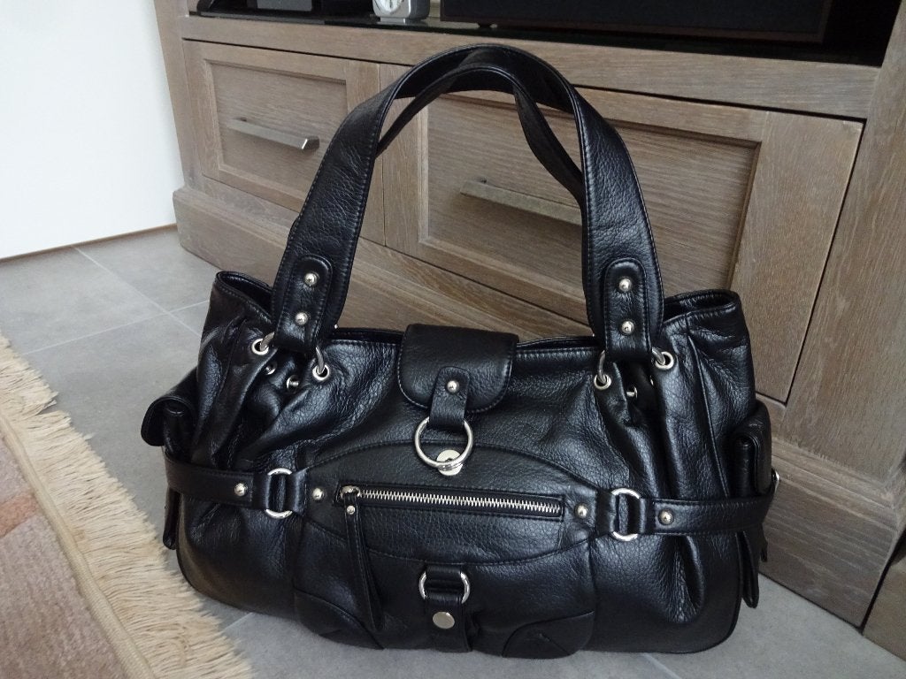 Grote lederen handtas, Handtassen en Accessoires, Tassen | Damestassen, Ophalen, Handtas