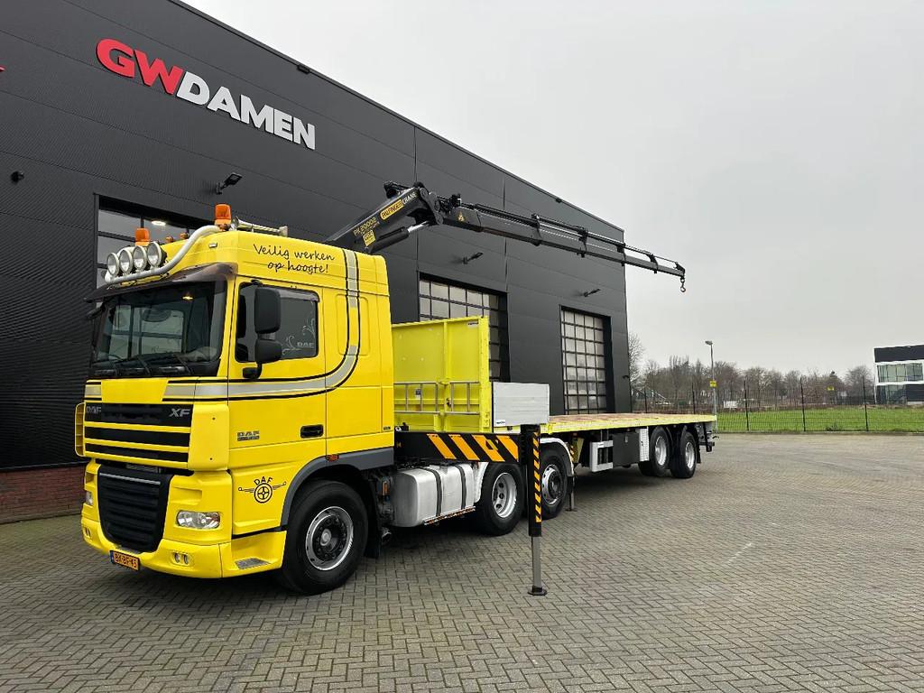 DAF XF 105 410 6x2 Palfinger PK 20002 + Tracon Trailer, Euro 5, Standkachel, 408 pk, Geel