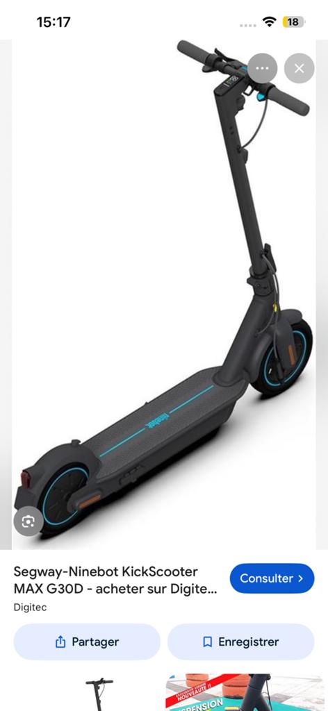 Trottinettes électriques ninebot segway g30d, Enlèvement, Utilisé