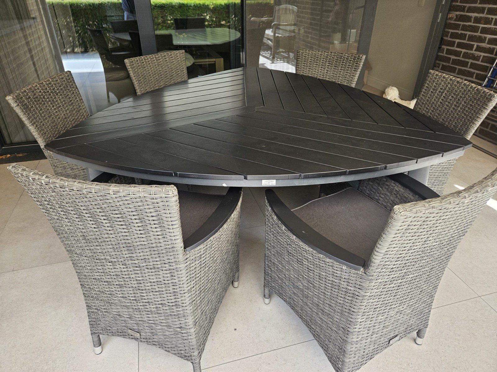 Terrastafel met 6 stoelen., Ophalen, 6 zitplaatsen, Aluminium, Zo goed als nieuw
