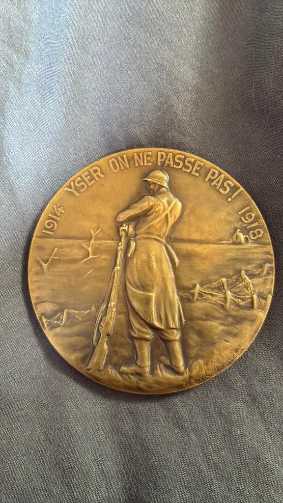 Medaille belge carte du feu ww1 commemorative, Enlèvement ou Envoi, Bronze