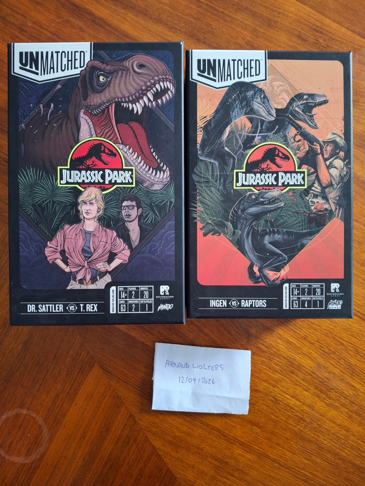 Unmatched - Jurassic Park set, 1 ou 2 joueurs, Enlèvement, Comme neuf, Restoration Games
