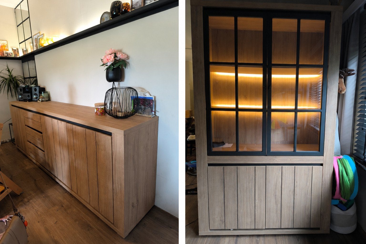 Set barkast en dressoir, Huis en Inrichting, Kasten | Dressoirs, Ophalen, Gebruikt, Modern, industrieel, Met deur(en)