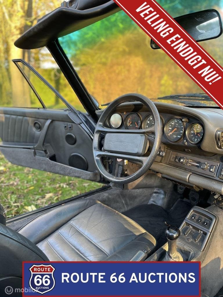 Porsche 911 Carrera 4 Cabriolet | 1990 | Route 66 Auctions, Zwart, Bedrijf, Overige carrosserie, Porsche