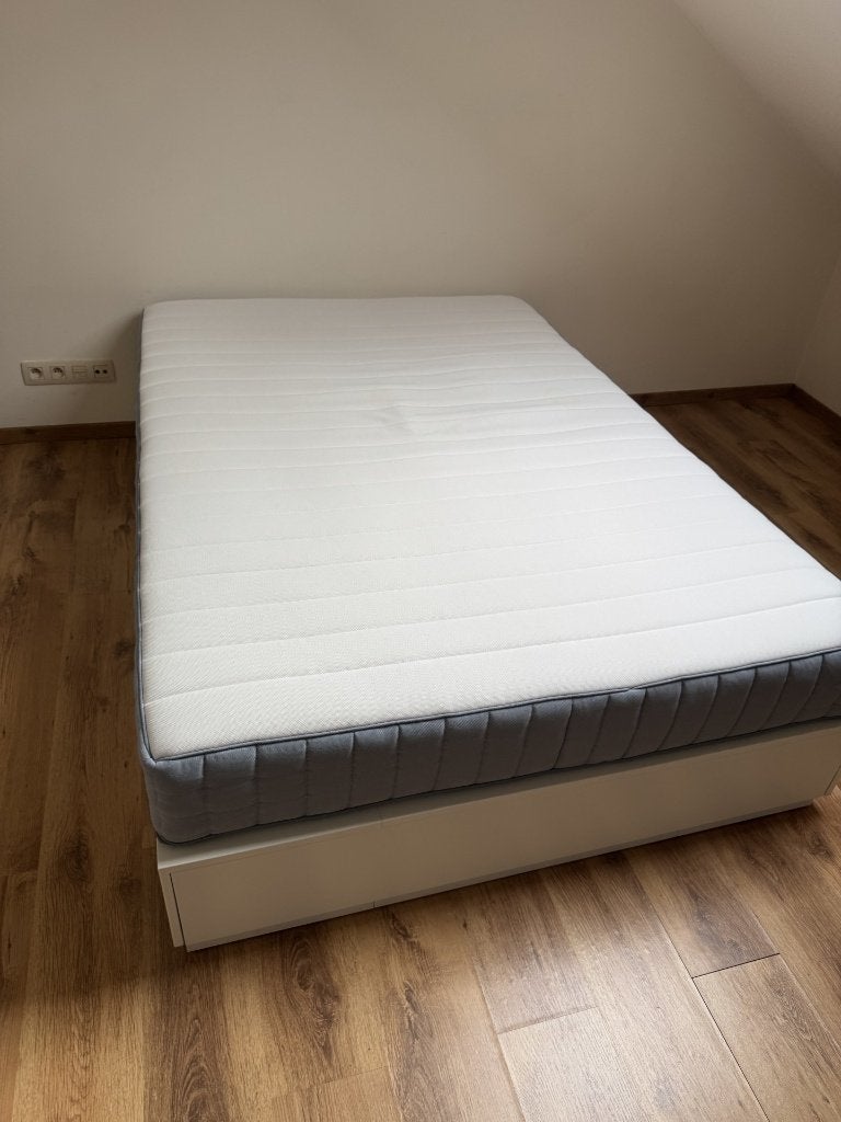 Bed met opberglades, wit, 140x200 cm, Ophalen, Bedframe met Opberglades, Wit, 140 cm