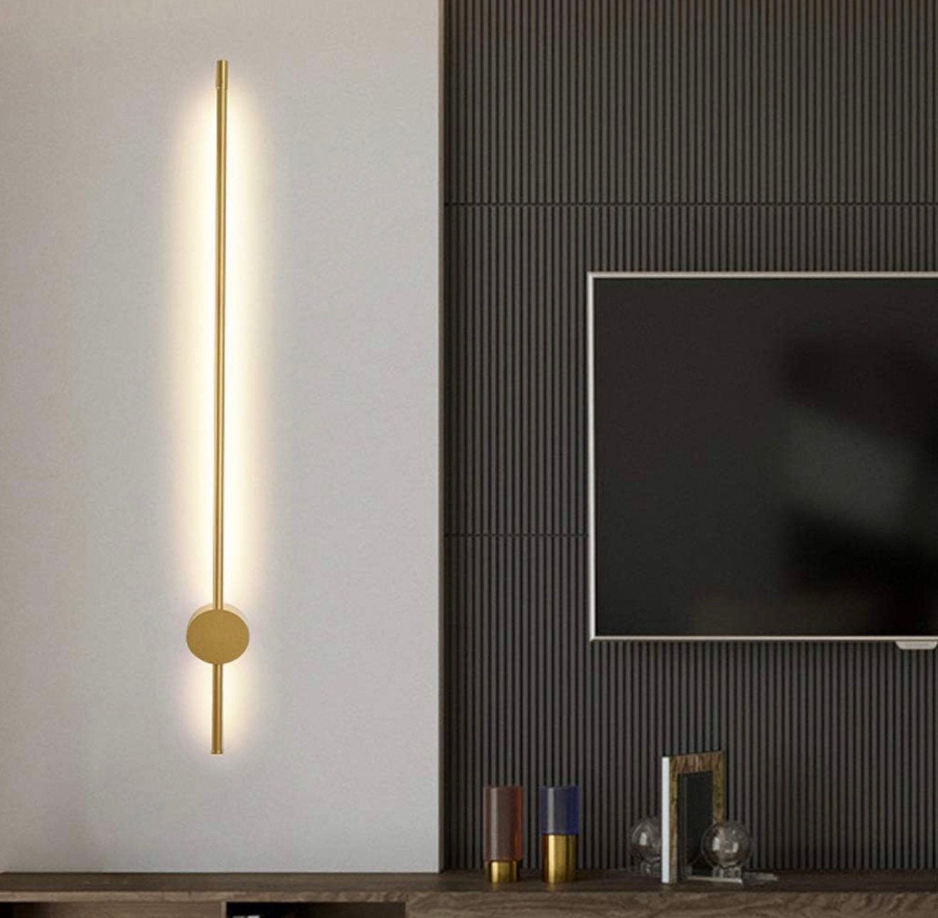 Lijn Led Wandlamp Goud stang Staaf 60cm muurlamp luxe modern, Ophalen of Verzenden, Nieuw, Glas