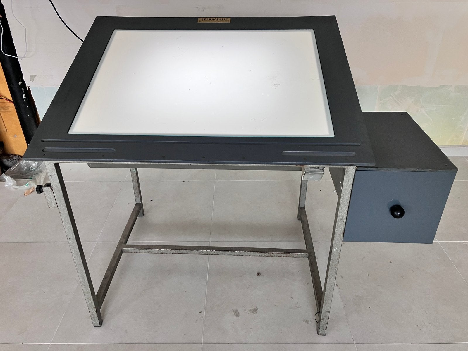 Bureau vintage table à dessin retro eclairé Reprografic, Vintage, Enlèvement, Comme neuf