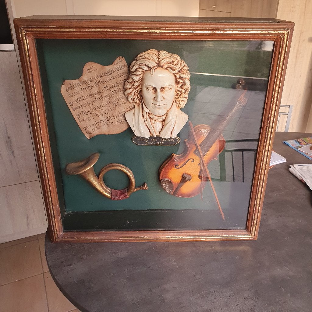 Vintage Beethoven vitrinekader – 61  61 cm, Antiek en Kunst, Ophalen