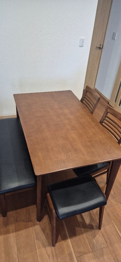 Eettafel met stoelen, Ophalen, 100 tot 150 cm, Eikenhout, 50 tot 100 cm