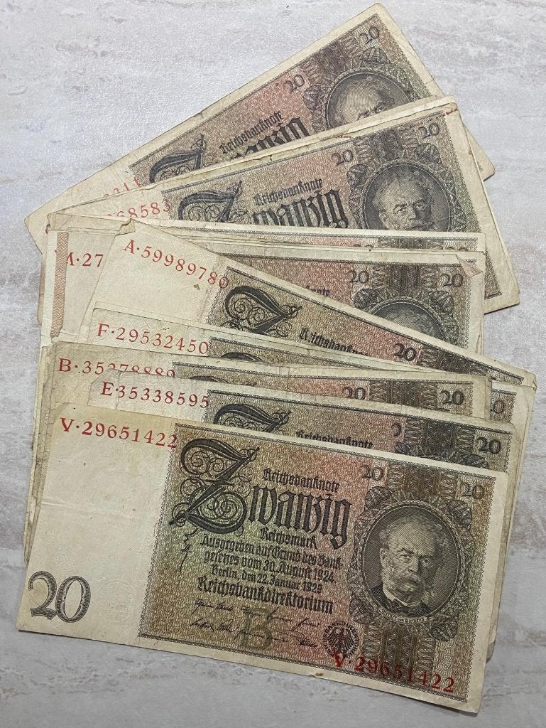 Kavel 1 - Partij 158x Duitse bankbiljetten (1903-1980), Ophalen, Duitsland, Setje