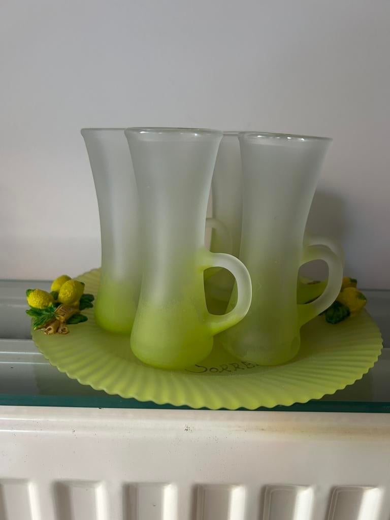 assiette avec 6 verres pour Limoncello, Collections, Enlèvement, Utilisé