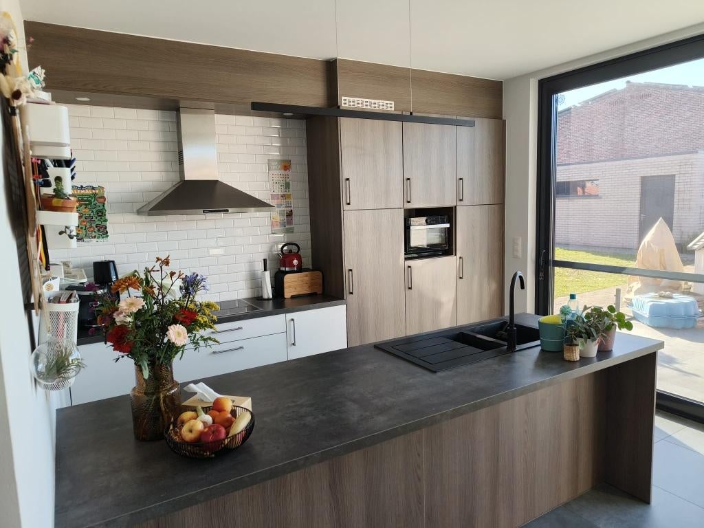 Moderne keuken met kookeiland, Ophalen, Gebruikt, Overige kleuren, Enkelwandige keuken