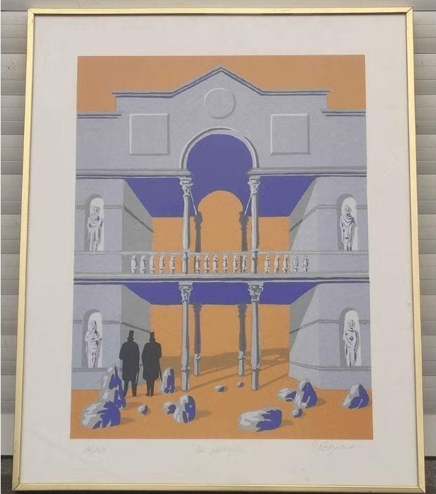 lithographie les portiques signe gaston bogaert, Enlèvement ou Envoi, Lithographie