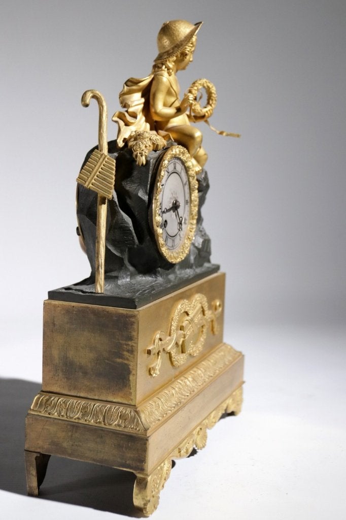 Vuurvergulde empire schouwpendule, circa 1820, Antiquités & Art, Enlèvement