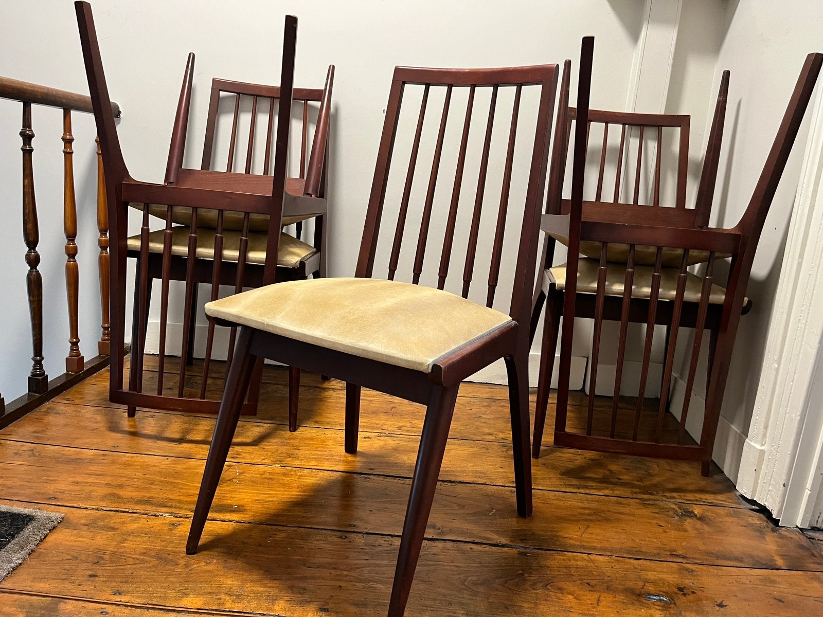 5 Chaises Scandinave des années 60-70, Maison & Meubles, Comme neuf, Brun, Enlèvement, Bois