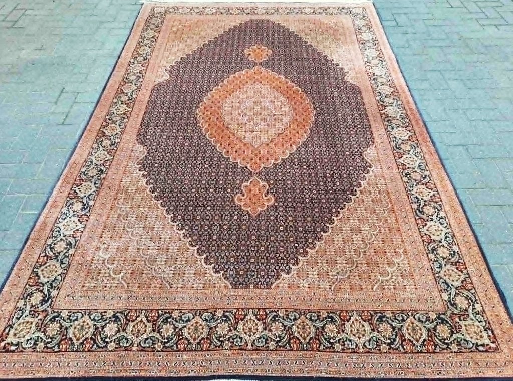 Perzisch/Iraanse tapijt (Tabriz) 50 Raj, wol & zijde-3m x 2m, Ophalen, 150 tot 200 cm, Crème, 200 cm of meer
