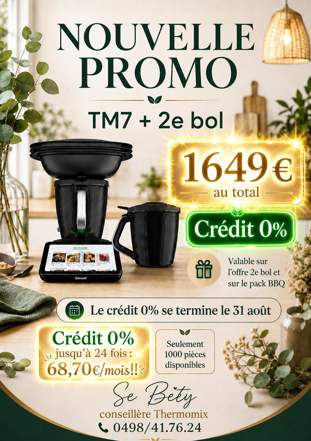 Thermomix  + 2eme Bol Crédit à 0% jusqu’à 24 fois sans FRAIS, Enlèvement