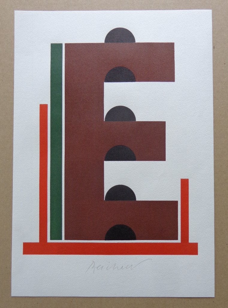 JOSUA REICHERT / TYPOGRAPHIE E / KLEURLINOGRAFIE / 33x23cm, Gelimiteerde oplage, Ophalen of Verzenden, Overige onderwerpen, Linosnede