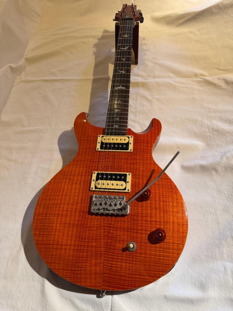 PRS SE Santana – Flame Maple Orange + PRS Gigbag, Ophalen, Zo goed als nieuw, Solid body, Paul Reed Smith