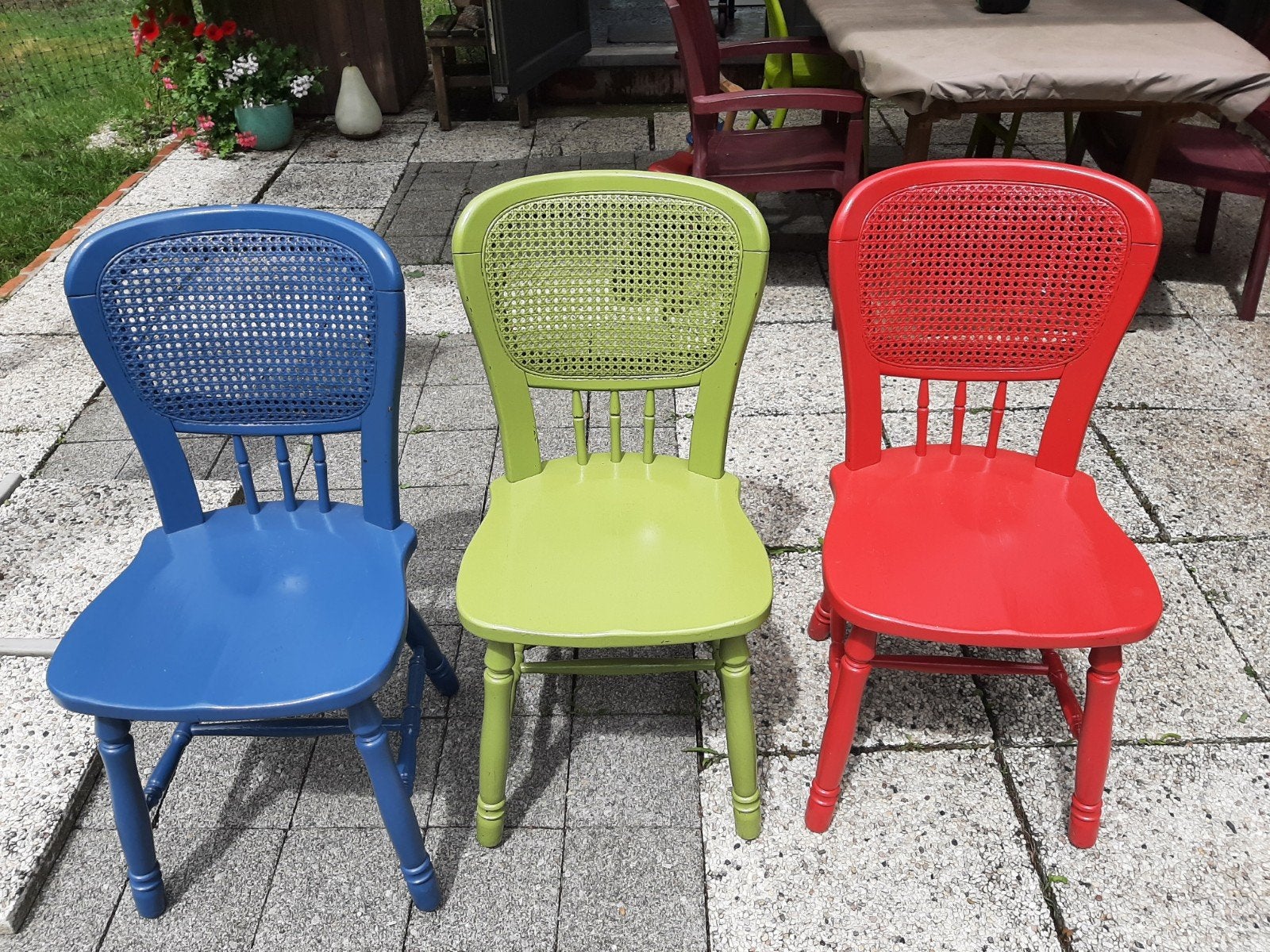 3 toffe café stoelen, Maison & Meubles, Chaises, Trois, Autres couleurs, Enlèvement, Utilisé